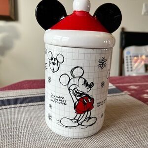 Disney Mickey Mouse Red and Black Ceramic Jar